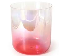 ZBORAVPIX Bol chantant en cristal ， Bol chantant rouge dégradé transparent de 6 pouces, accessoire de méditation 432 Hz, soulage la fatigue et l'anxiété, avec bâtons de percussion(B Note)