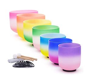 ZBORAVPIX Bol chantant en cristal ， Ensemble de 6 à 12 pouces, note CDEFGAB, équilibre des chakras du corps, sons de guérison apaisants, réglage de l'état émotionnel, avec sac de transport(440hz)