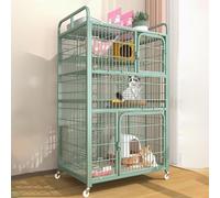 ZBORAVPIX Enclos pour Chats Cage Boîte Caisse Chenil, Cage d'intérieur for Chat Catio avec roulettes, Couvercle supérieur, étagère de Rangement verrouillable, Verte, Plusieurs Tailles(90x55x156cm)