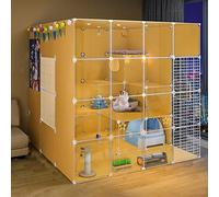 ZBORAVPIX Enclos pour Chats Cage Boîte Caisse Chenil, Cage for Animaux de Compagnie d'intérieur et d'extérieur à Monter soi-même, Jaune, Plusieurs Tailles, Lot de 1(140135140cm)