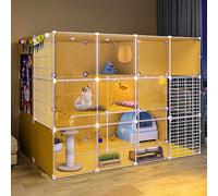 ZBORAVPIX Enclos pour Chats Cage Boîte Caisse Chenil, Cage for Animaux de Compagnie d'intérieur et d'extérieur à Monter soi-même, Jaune, Plusieurs Tailles, Lot de 1(14090105cm)