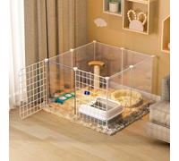 ZBORAVPIX Enclos pour Chats Cage Boîte Caisse Chenil, Cage for Animaux de Compagnie en métal et en Plastique, Plusieurs Tailles(75x75x47cm)