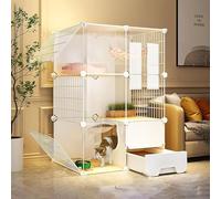 ZBORAVPIX Enclos pour Chats Cage Boîte Caisse Chenil, Cage for Chat DIY avec bac à litière Blanc, Plusieurs Tailles(72x47x107cm)