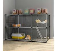 ZBORAVPIX Enclos pour Chats Cage Boîte Caisse Chenil, Cage for Chat intérieure, Parc Amovible à Monter soi-même avec Rampe, échelles, lit, Plusieurs Tailles(107x47x72cm)