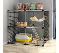 ZBORAVPIX Enclos pour Chats Cage Boîte Caisse Chenil, Cage for Chat intérieure, Parc Amovible à Monter soi-même avec Rampe, échelles, lit, Plusieurs Tailles(72x47x72cm)