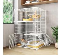 ZBORAVPIX Enclos pour Chats Cage Boîte Caisse Chenil, Cage for Chat, Parc, 1/2/3 Niveaux, Plusieurs Tailles, à Monter soi-même(75x49x109cm)