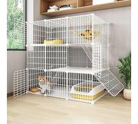 ZBORAVPIX Enclos pour Chats Cage Boîte Caisse Chenil, Cage for Chat, Parc, 1/2/3 Niveaux, Plusieurs Tailles, à Monter soi-même(111x49x109cm)