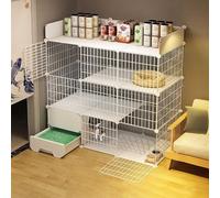 ZBORAVPIX Enclos pour Chats Cage Boîte Caisse Chenil, Cage for Chat, Parc, Niche métallique Amovible avec bac à litière fermé, Lot de 3 Articles for Petits Animaux(Package a)