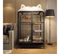 ZBORAVPIX Enclos pour Chats Cage Boîte Caisse Chenil, Cage métallique for Chat avec Plateforme à roulettes, échelle et Plateau for Petits Animaux, Plusieurs Tailles(7855129cm/312251in(B))