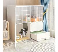 ZBORAVPIX Enclos pour Chats Cage Boîte Caisse Chenil, Cage Multi-Chats en métal avec bac à litière et échelle for Animaux(75x49x75cm)
