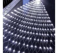 ZBORAVPIX Guirlandes Lumineuses, Filet Lumineux de Noël 96 LED 1,5 m x 1,5 m 8 Modes Minuterie Télécommande Multicolore Plusieurs Tailles(Cool White,10m x 8m 2000led)