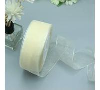 ZBORAVPIX Ruban en Organza de Mousseline Transparente, Ruban en Organza Polyester Multicolore 3,8 cm x 50 mètres for Emballage Cadeau, décoration de Mariage, Bricolage(Beige)