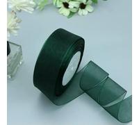 ZBORAVPIX Ruban en Organza de Mousseline Transparente, Ruban en Organza Polyester Multicolore 3,8 cm x 50 mètres for Emballage Cadeau, décoration de Mariage, Bricolage(Dark Green)