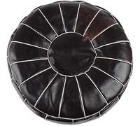 ZBORAVPIX Tabouret Pouf Pouffe Chaise, Pouf en Cuir de Vache véritable, Grand Coussin de Sol, Fait à la Main, décoration de Salon(Black)