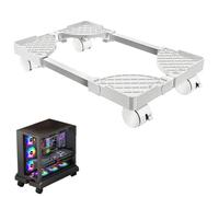 Zbozzba Support pour Pc, Support pour Pc sous Le Bureau, Support Universel Réglable, Mobile,avec 4 Roues-2 Roues Pivotantes Réglables - Blanc Creux