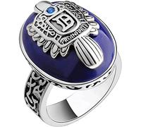 ZBQLKM Bague exquise avec boîte-Cadeau, Bague, Le Vampire Diaries Real 925 Sterling Sterling Silver Damon Bague Salvatore Hommes avec Lapis Lazuli Gem Gem Pierre Naturelle Bijoux Fins, 7 O