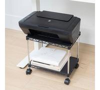 ZBRANDS Support Imprimante à 2 Niveaux - Meuble pour Imprimante, Table a Roulette Utra Résistant - Meuble Imprimante avec Rangement, Meuble Bureau Multi-Usage (38 cm x 34 cm x 27 cm - Mini)