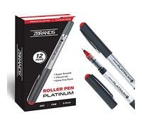 ZBRANDS Stylo bille rouge - Lot de 12 - Stylo rouge à pointe fine 0,5 mm - Stylos roller très précis avec encre fluide et intense - Séchage rapide (Rouge)
