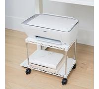 ZBRANDS Support Imprimante à 2 Niveaux - Table à Roulette Ultra Résistante - Meuble avec Rangement, Multi-Usage pour Bureau - 38 cm x 34 cm x 27 cm (Blanc - Mini)