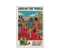 ZBSXLBNG Around The World Daft Punk Airlines Impression d'image moderne Décoration de chambre familiale 30 x 45 cm