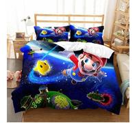 ZBT074493 Parure de lit Super Mario (housse de couette, draps) 3 pièces, tailles simple, double, queen et king, idéale p 220X240CM
