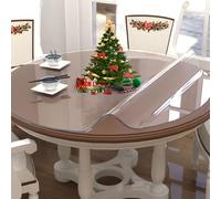 ZBXXSC Nappe Ronde Transparente Épaisseur 2mm/3mm Protection De Table Anti-Tache avec Bords Inclinés pour Cuisine Salle À Manger en Bois Housse De Protection(A 3mm,55cm Round)