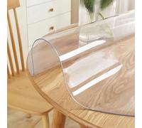 ZBXXSC Nappe Ronde Transparente Épaisseur De Table Anti-Tache avec Bords Inclinés Épaisseur 2mm pour Cuisine Salle À Manger en Bois Housse De Protection(A, Round 110cm)