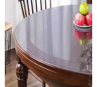 ZBXXSC Nappe Transparente épaisse Ronde Film De Table 3 mm Transparent en PVC Imperméable Et Facile à Nettoyer Protection pour Cuisine Salle à Manger(Frosted,Round 105cm)