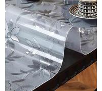ZBXXSC Nappe Transparente Givrée Épaisse 2 mm/1.5 mm Imperméable Motif Floral Protection Table Transparent Protection Contre Les Rayures pour Maison(1.5mm,50×130cm)