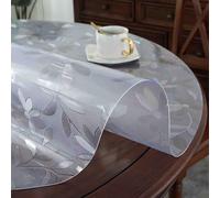 ZBXXSC Nappe Transparente Mate Rond Givrée Imperméable Motif Floral Protection Table Transparent Contre Les Rayures pour Salle À Manger Table Basse(1.5mm,40cm Round)