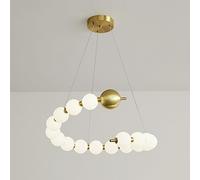 ZBZFGE 1 Anneau Lait Blanc cuivre mi-siècle Pendentif léger Or Vintage Nordique Lampe de Suspension côtière côte pour la Salle à Manger lit, diamètre 42cm-a