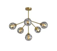 ZBZFGE 3 Lights Magic Bean Molecular Pendentif Light Moderne Brasshed Brass Globe Globe Plafond Lightture pour Le Salon Restaurant Cuisine à Brun-lampadaire Brown 3 Lumière （Smoke-Grey-6 Light）