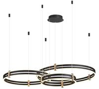 ZBZFGE 3 Rings Ring Mid Century Black Gold Pendant Dimmable Round Circular High Ceiling Light for Dining Living Room Bedroom Kitchen Foyer, 3000K,Tricolor Dimming-A