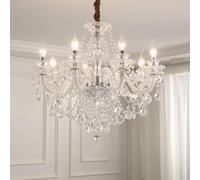 ZBZFGE 6 lumières Country Crystal Chandelier Empire Candle White Foyer Cuisine Kitchen Island Plafond Lampe Nordique Lumière Suspendue pour Chambre Escalier de Salle à Manger