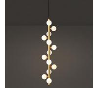 ZBZFGE Adjustable Height Chandelier with Clear Glass Globe, Vintage Mid-Century Style for Dining and Living Room (Size: Black, 9-Light)