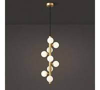 ZBZFGE Adjustable Height Chandelier with Clear Glass Globe, Vintage Mid-Century Style for Dining and Living Room (Size: Black, 9-Light)