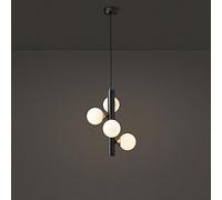 ZBZFGE Adjustable Height Chandelier with Clear Glass Globe, Vintage Mid-Century Style for Dining and Living Room (Size: Black, 9-Light)