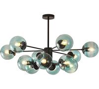 ZBZFGE ADN Chandelier Magic Bean Molecular Light Mid Century Globes Bles Spoutnik Pendant Lampe pour la Salle Manger Chambre à Coucher de Cuisine, Base, lumière Suspendue (Bleu, 12 lumières)