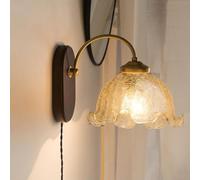ZBZFGE Application Forme de Fleur, Lampe Murale Verre française Vintage Éclairage Mural Rustique en Bois la Ferme pour Enfants Chambre à Coucher (Crack)