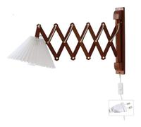 ZBZFGE Applique en bois avec interrupteur Lampe de lecture flexible avec prise de câble Éclairage en ciseaux en bois Applique murale extensible Bras en ciseaux réglable Éclairage en accordéon Lampe de