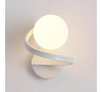 ZBZFGE Applique Murale Boule à LED d'intérieur 3 Couleurs, Lampe Boule en Verre, Lampe Murale Ronde Vintage, Lampe décorative de Salon, Lampes de Lecture en métal Blanc, Mur pour Salon, escalier