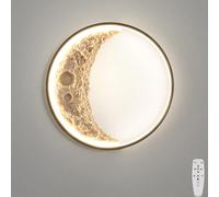 ZBZFGE Applique Murale extérieure LED Lune Applique Murale à intensité Variable avec télécommande IP65 Lampe de Lune extérieure étanche Éclairage Mural de Lune Lumière extérieure Ronde Lune 40CM pour