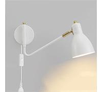 ZBZFGE Applique Murale Filaire Moderne à Bras pivotant d'intérieur E27 avec câble et Interrupteur, Applique Murale de Lecture en métal pour Chambre à Coucher, Salon, Cuisine, Bureau, Blanc
