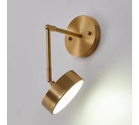 ZBZFGE Applique Murale LED à Bras pivotant doré Ronde réglable, éclairage Mural intérieur rétro Industriel, 3 Niveaux de luminosité, luminaire en métal, Lampe de Lecture Murale, Bras articulé, Lampe