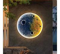 ZBZFGE Applique Murale LED Lune Extérieure, Applique Murale Intérieure Moderne avec Télécommande IP65 Lampe Extérieure Étanche 3000K/4500K/6000K Lampe Déco Lampe Lune pour Jardin Couloir Terrasse
