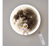 ZBZFGE Applique Murale LED Lune pour Chambre d'enfant, Lampe Murale Astronaute, décoration de Chambre garçon/Fille, Variable avec télécommande, 20 cm, 12 W, Impression 3D, Lampe de Chevet Ronde