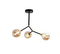 ZBZFGE Black Black Vintage Black 3 Lights MODELIER SPHERIQUE Pendant Light Metal Chrome Finis Chrome Finis pour Le Plafond de Cuisine Bar-Black in The Cov （Black Cognac-59 * 45cm）