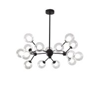 ZBZFGE Chandelier, de Plafond Moderne de 15 lumières, Pendentif en métal Noir avec Nuance en Verre Mat pour Chambre à Manger Gold-Golden （noir-15 lumière）
