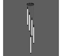 ZBZFGE Chandelier d'entrée grandi Foyer escalier Haut plafonds Long Tube Suspendu lumière Noire Ferme Moderne linéaire pour Le Salon Hall de Table à Manger Noir 5 lumières