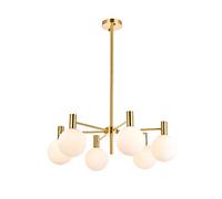 ZBZFGE Chandelier Industriel en Laiton Vintage Verre sphérique Opaline Moderne Pendant la lumière en métal doré délicat lumière Suspendue pour Le Salon Le Verre 60 * 68 cm （cuivre verre-76 * 68 cm）